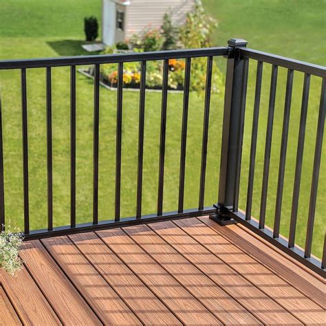 Charcoal Black Composite Rail Kit with Black Square Balusters-Stair. . Trex signature rail
